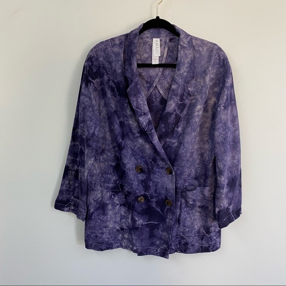 Anthropologie Amadi Hilde Tie Dye Linen Blend Blazer - Picture 4 of 14